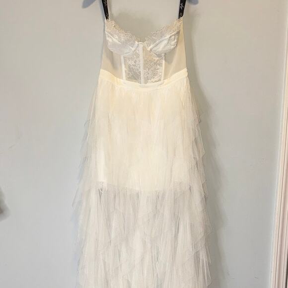 For Love & Lemons White Strapless High Low Maxi Dress Size Small - Picture 15 of 16